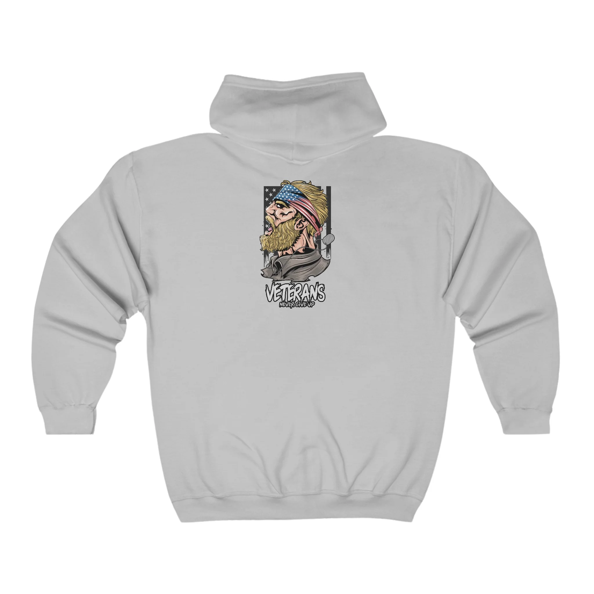 Full Zip classic fit men back print Hoodie for veterans - Image 6