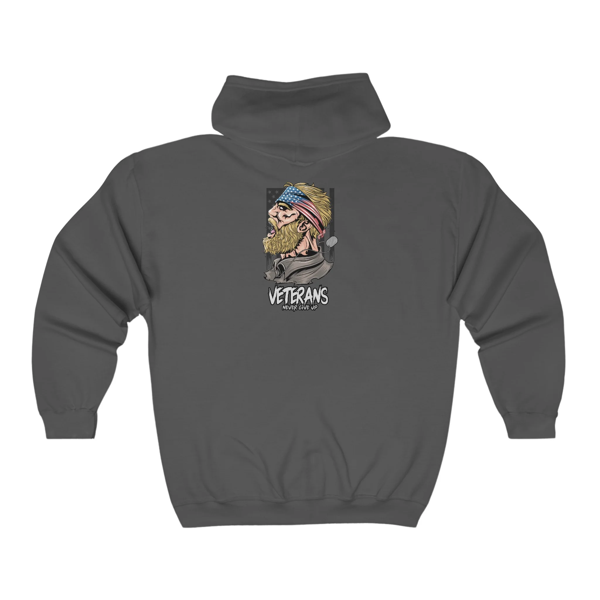 Full Zip classic fit men back print Hoodie for veterans - Image 7