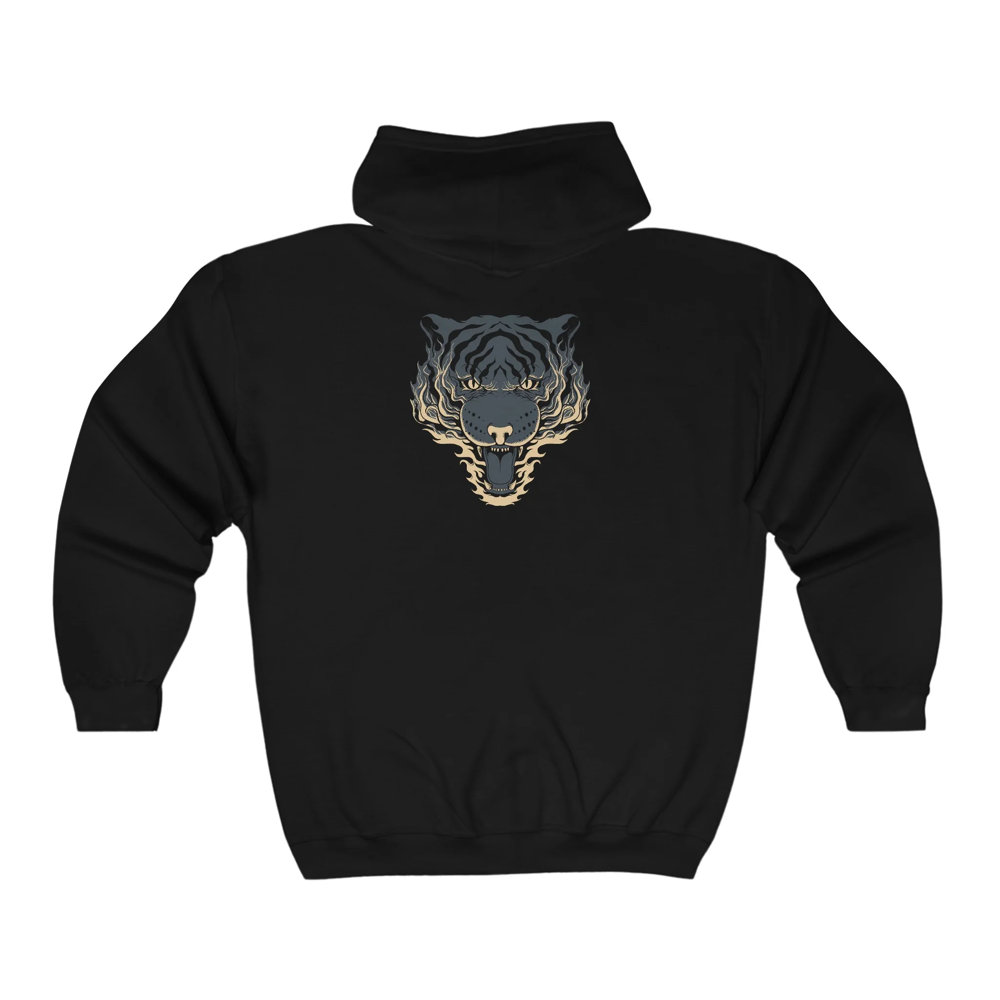 Full Zip classic fit tiger back print Hoodie for Men - Image 5