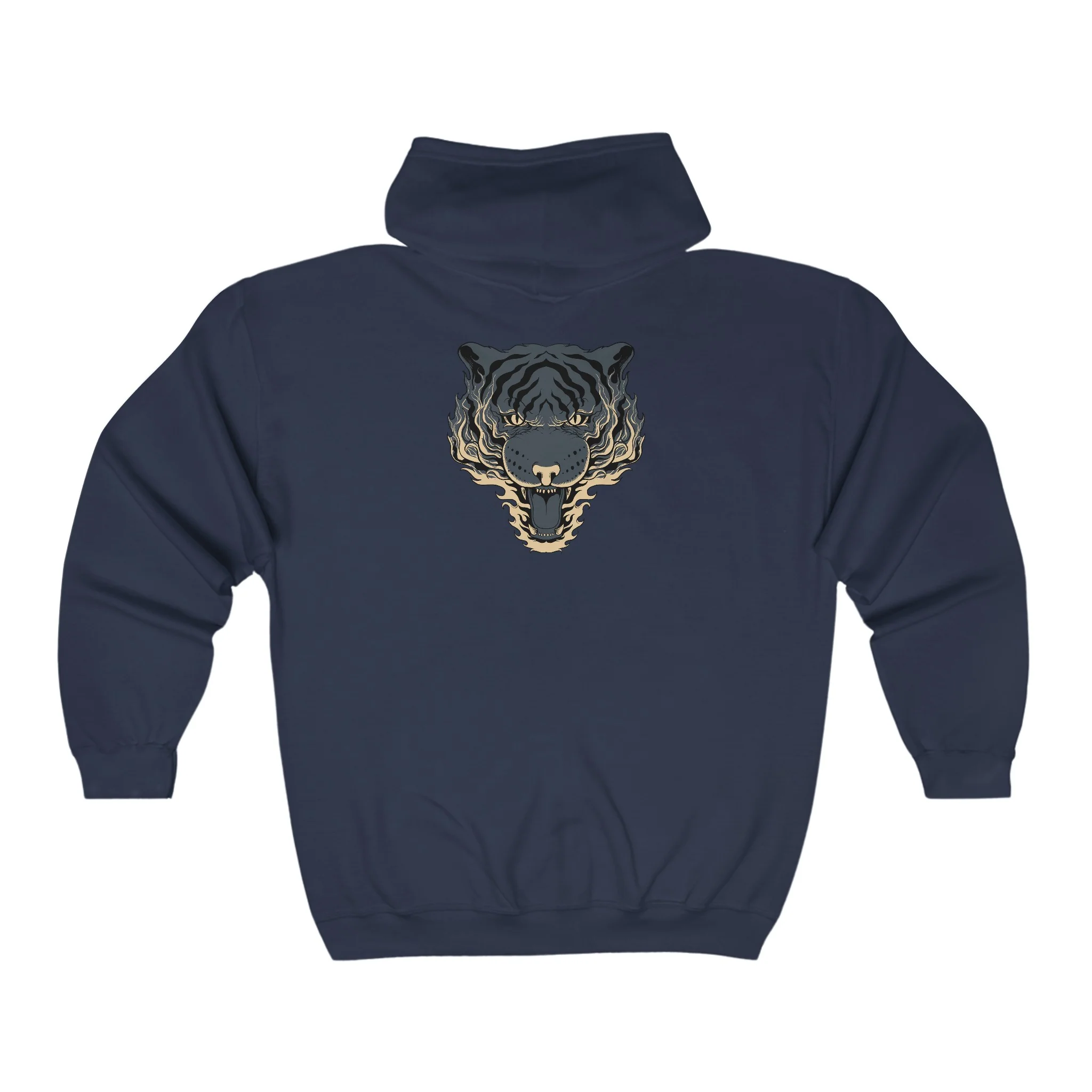 Full Zip classic fit tiger back print Hoodie for Men - Image 8