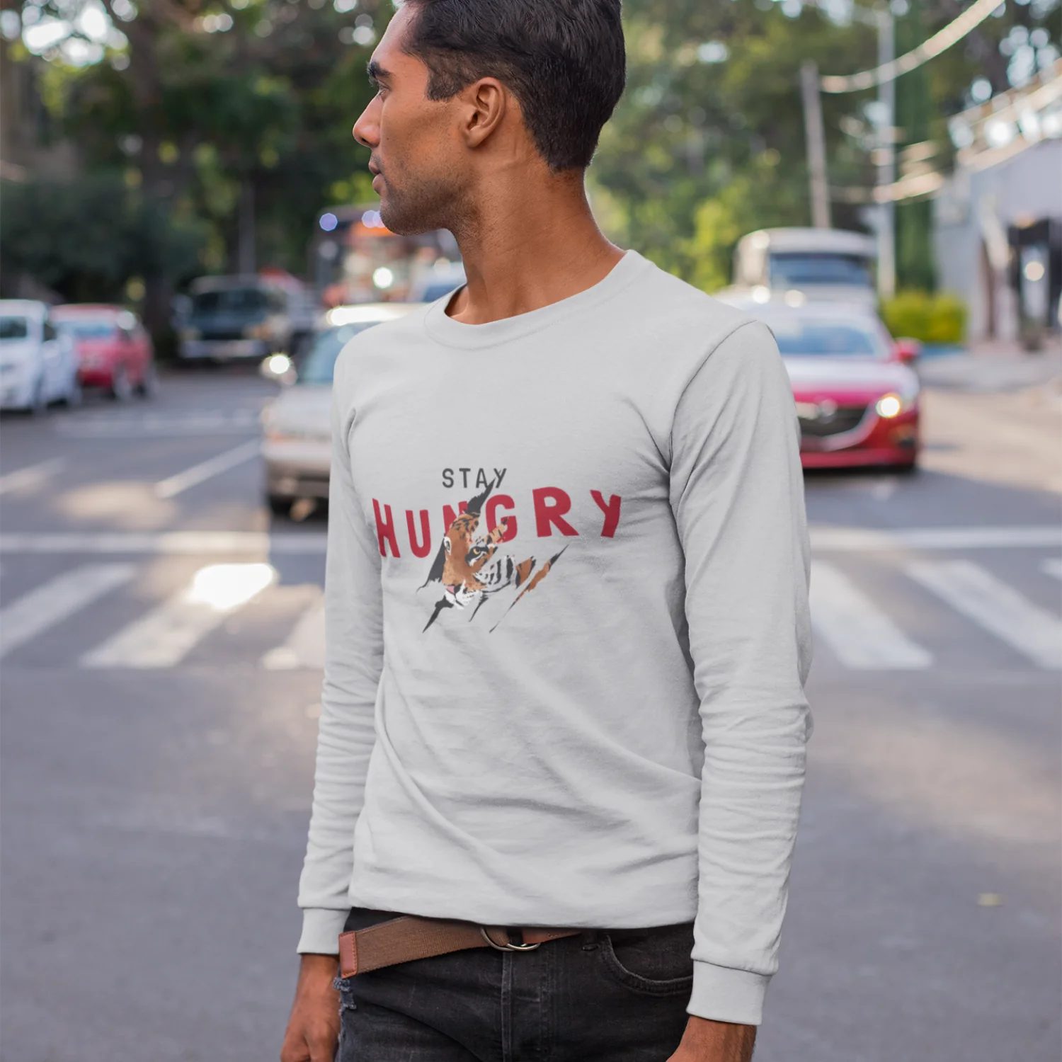 Men Ultra Cotton Long Sleeve streetwear Tee - Image 4