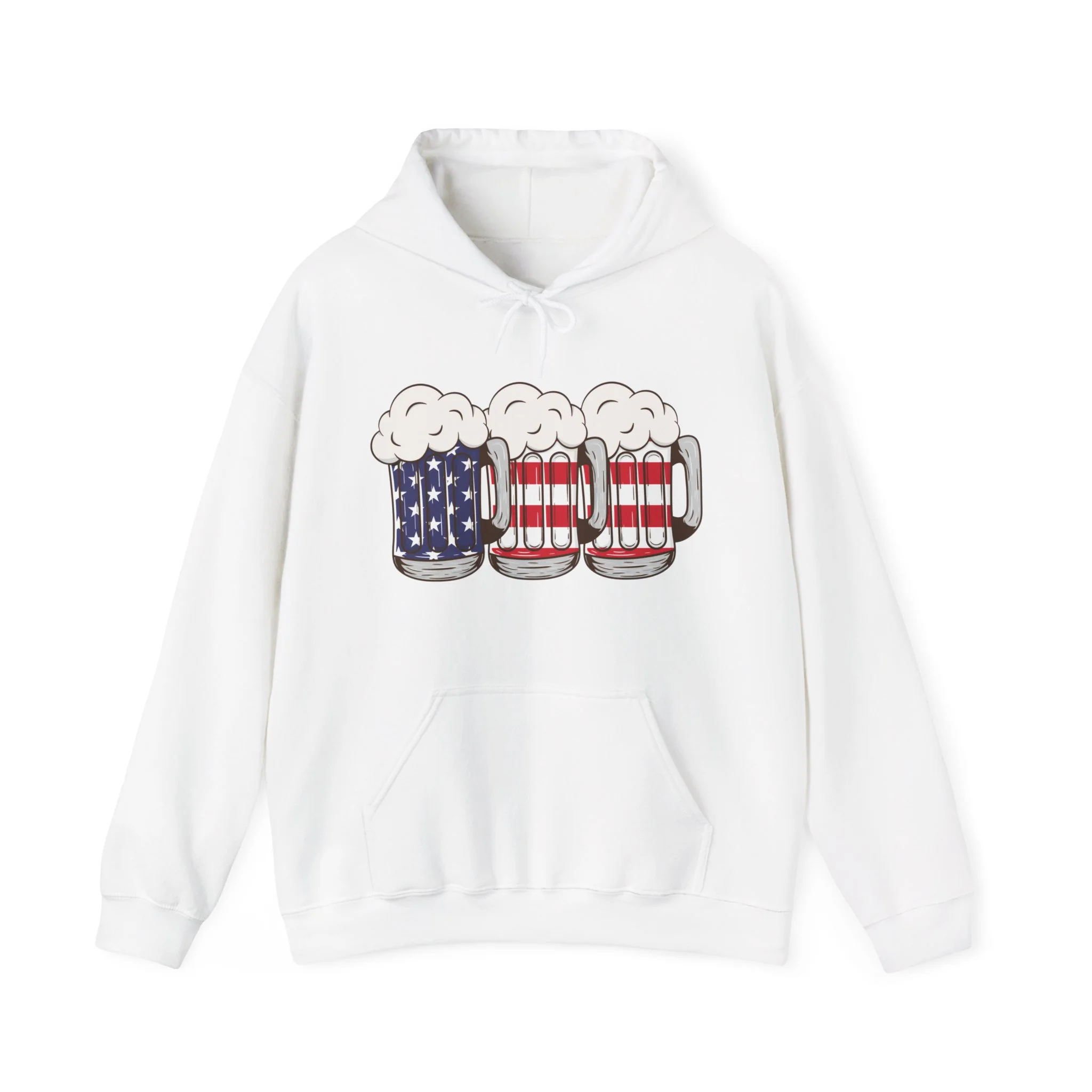 USA Beer Glass Print Design Men Hooded Sweatshirt. - Image 7