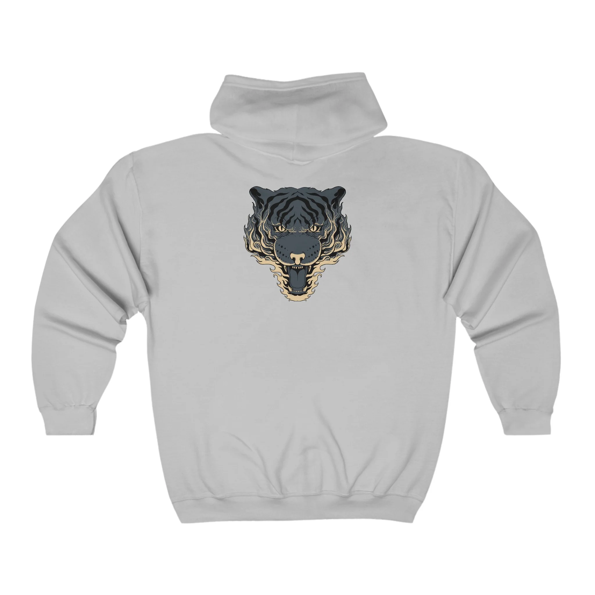 Full Zip classic fit tiger back print Hoodie for Men - Image 6