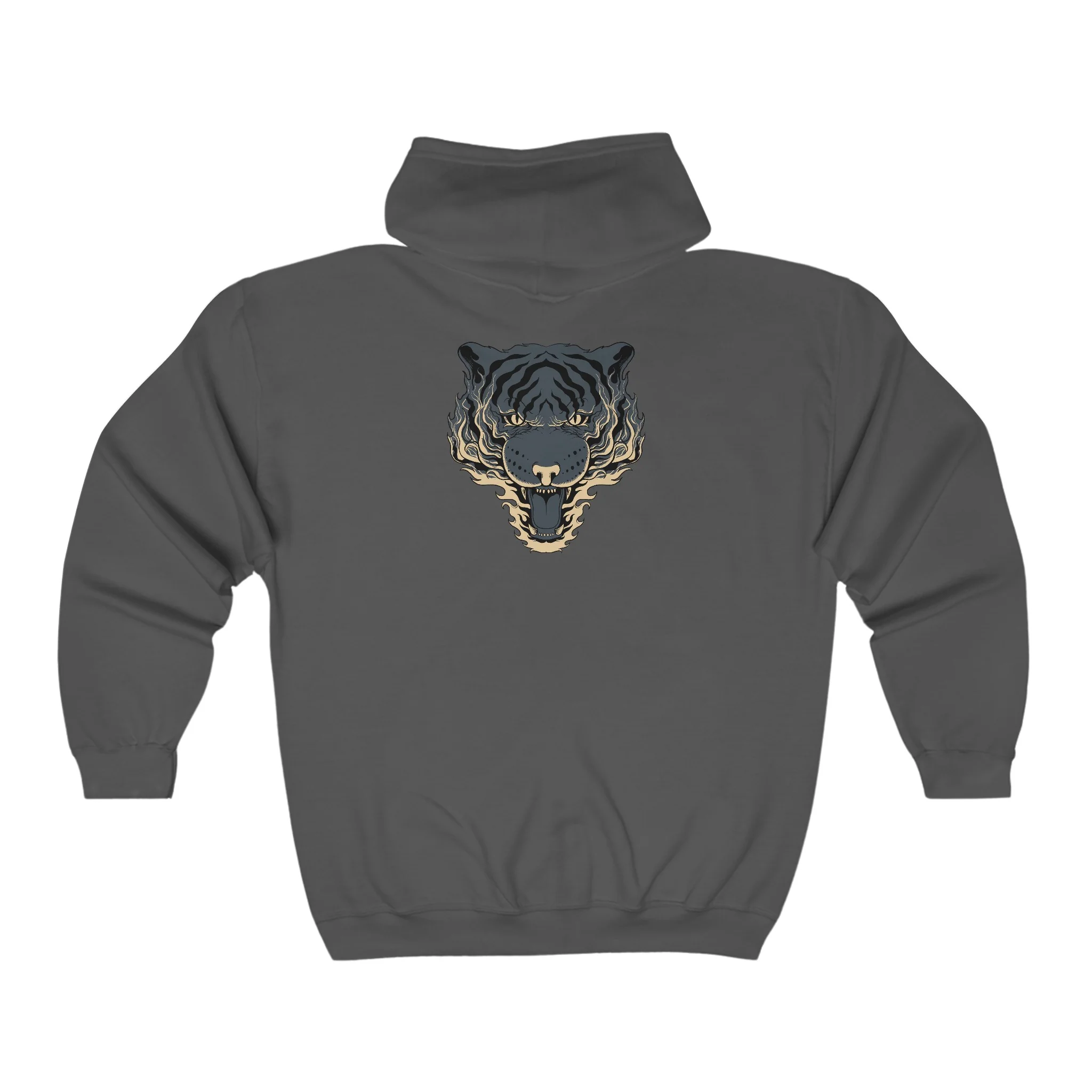 Full Zip classic fit tiger back print Hoodie for Men - Image 7