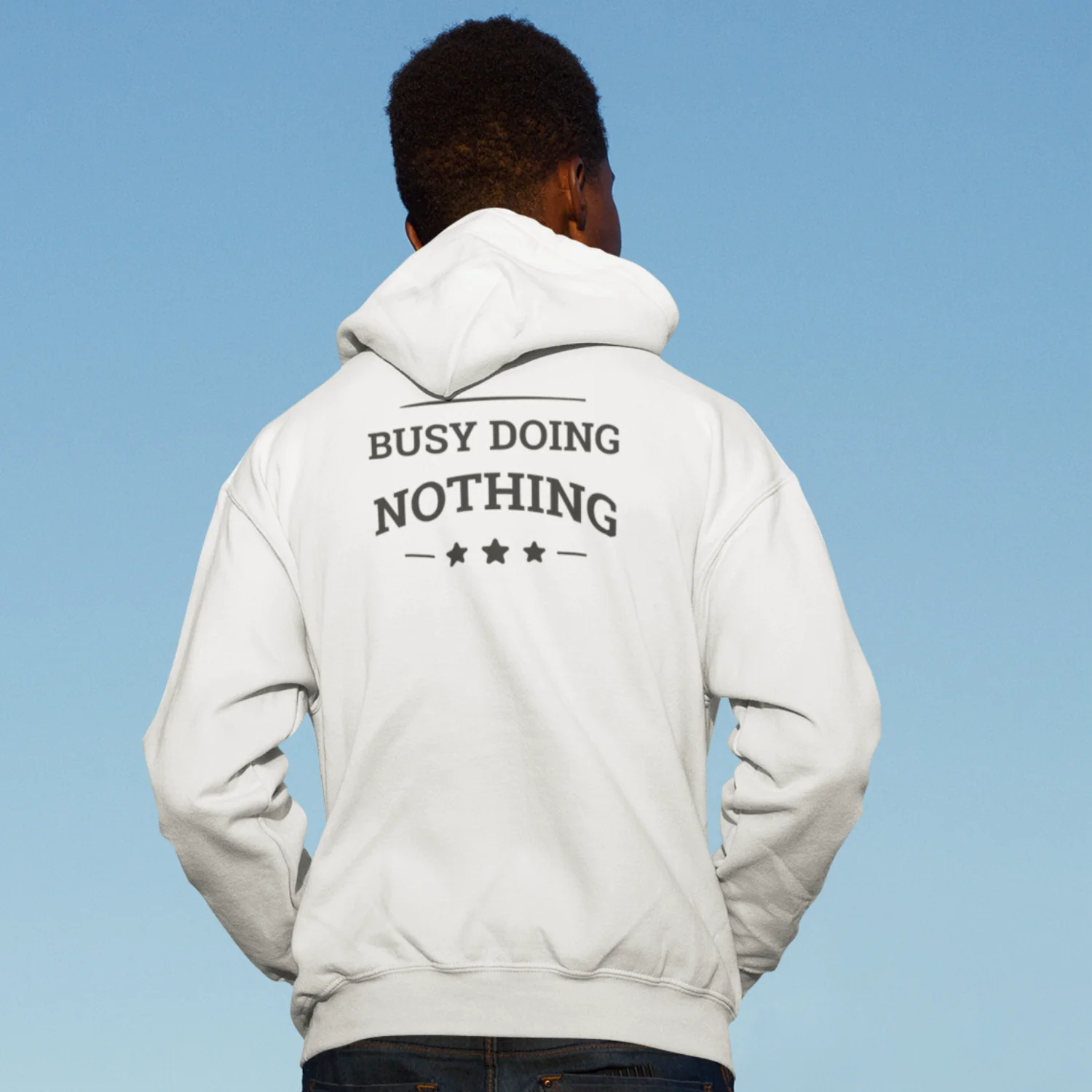 Back print text classic fit Hooded Sweatshirt for men - Image 2