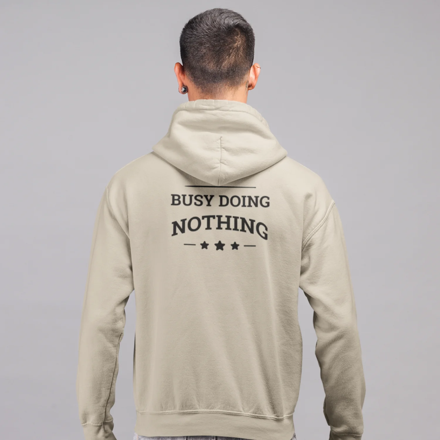 Back print text classic fit Hooded Sweatshirt for men - Image 5