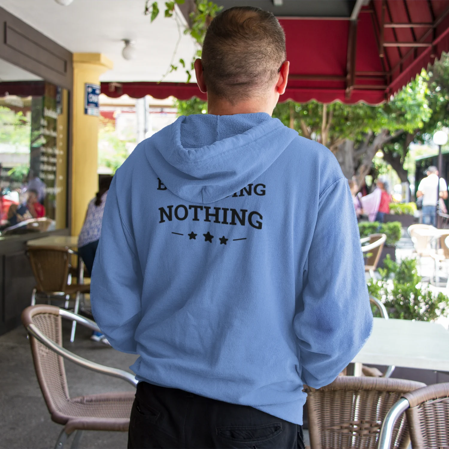 Back print text classic fit Hooded Sweatshirt for men - Image 4