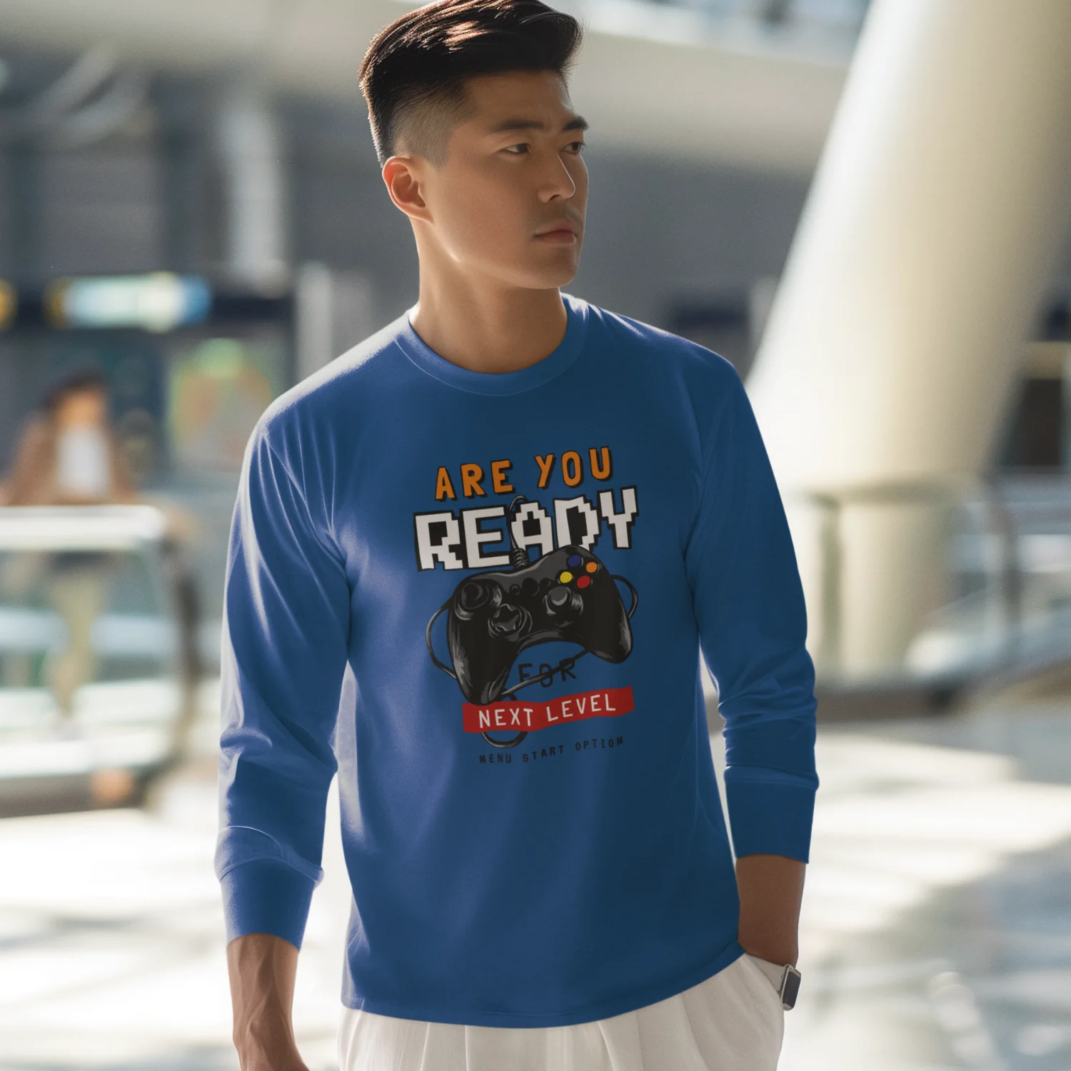 Men Ultra Cotton Long Sleeve classic fit round neck streetwear T-shirt - Image 4