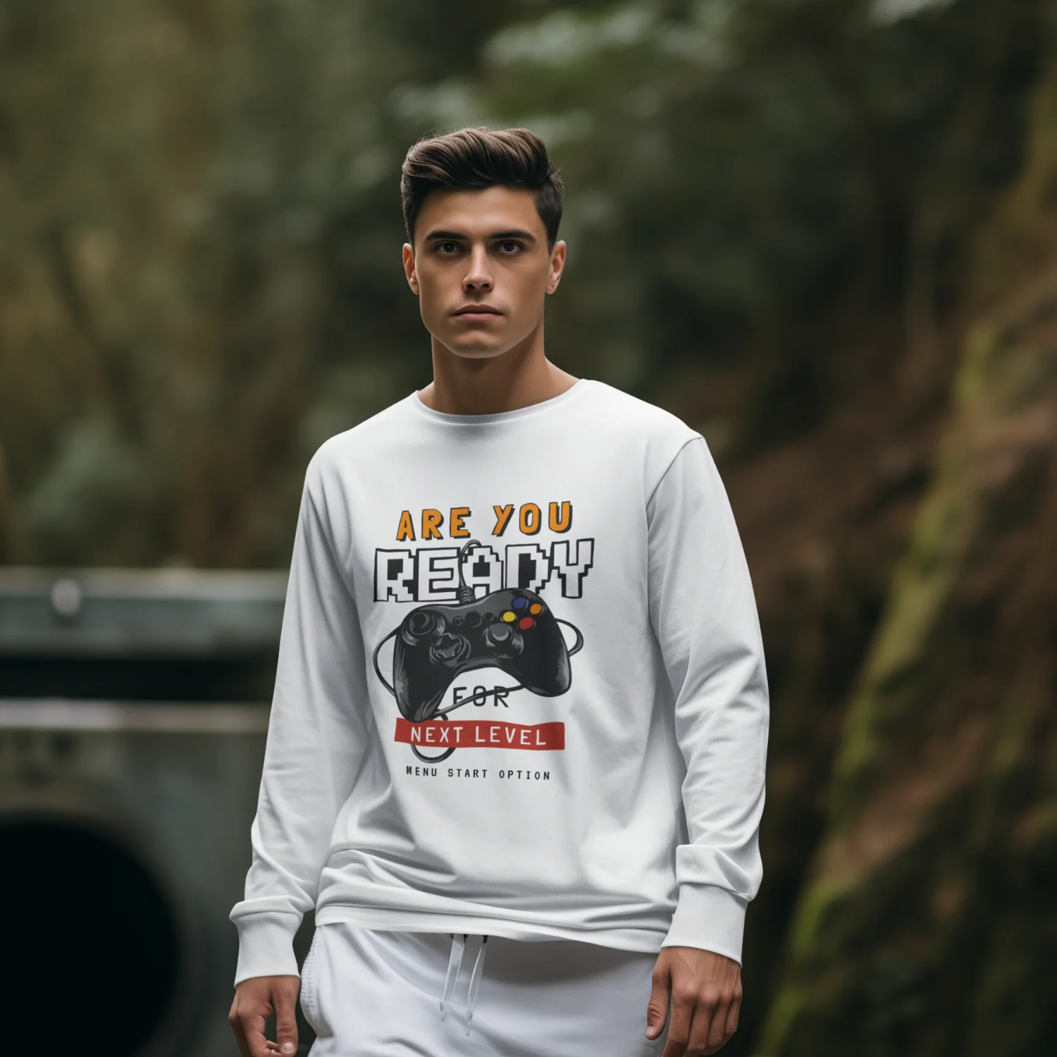 Men Ultra Cotton Long Sleeve classic fit round neck streetwear T-shirt - Image 2