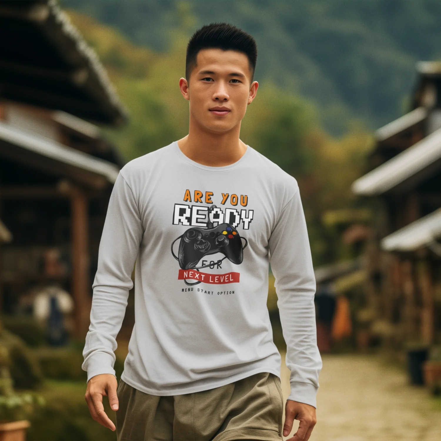 Men Ultra Cotton Long Sleeve classic fit round neck streetwear T-shirt - Image 3