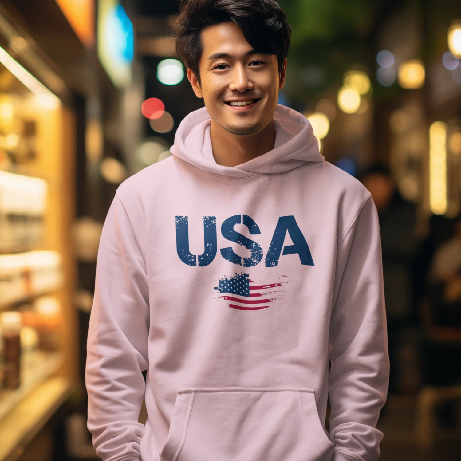 USA Flag Text Printed classic fit Men Hoodie - Image 6