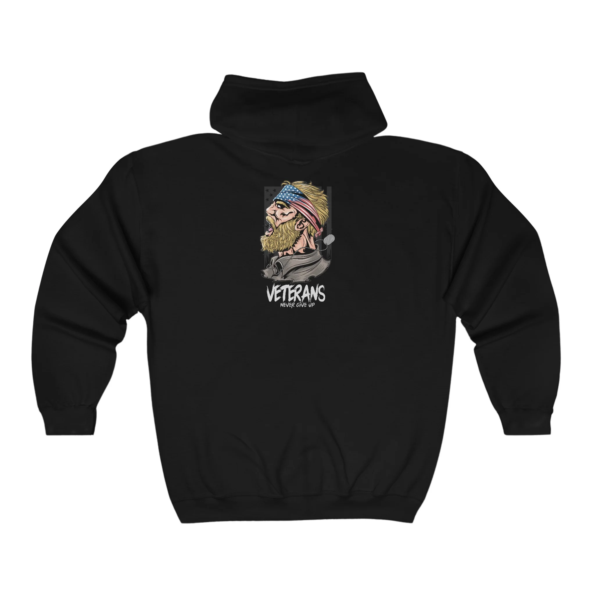 Full Zip classic fit men back print Hoodie for veterans - Image 5