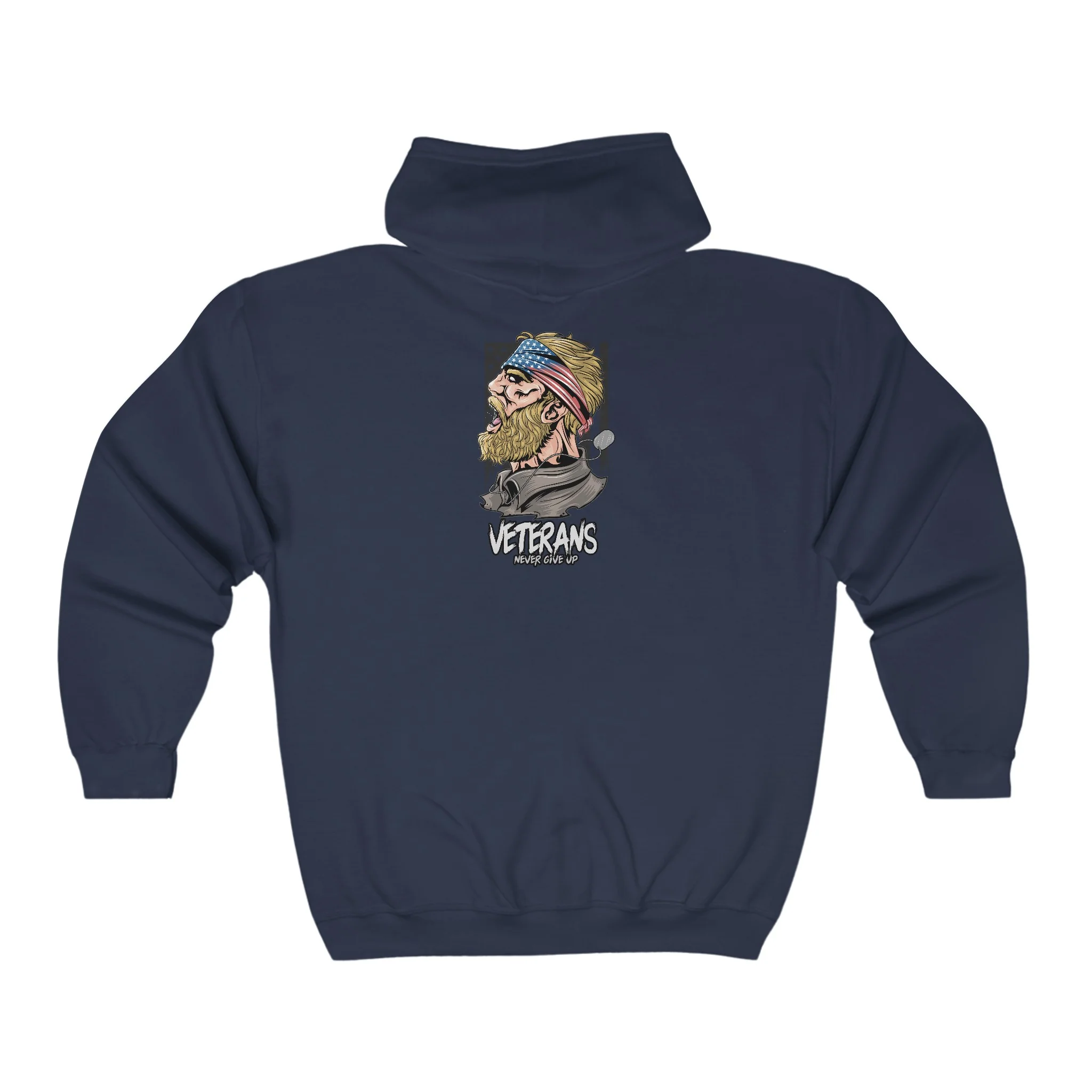 Full Zip classic fit men back print Hoodie for veterans - Image 8