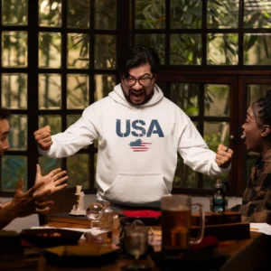 USA Flag Text Printed classic fit Men Hoodie