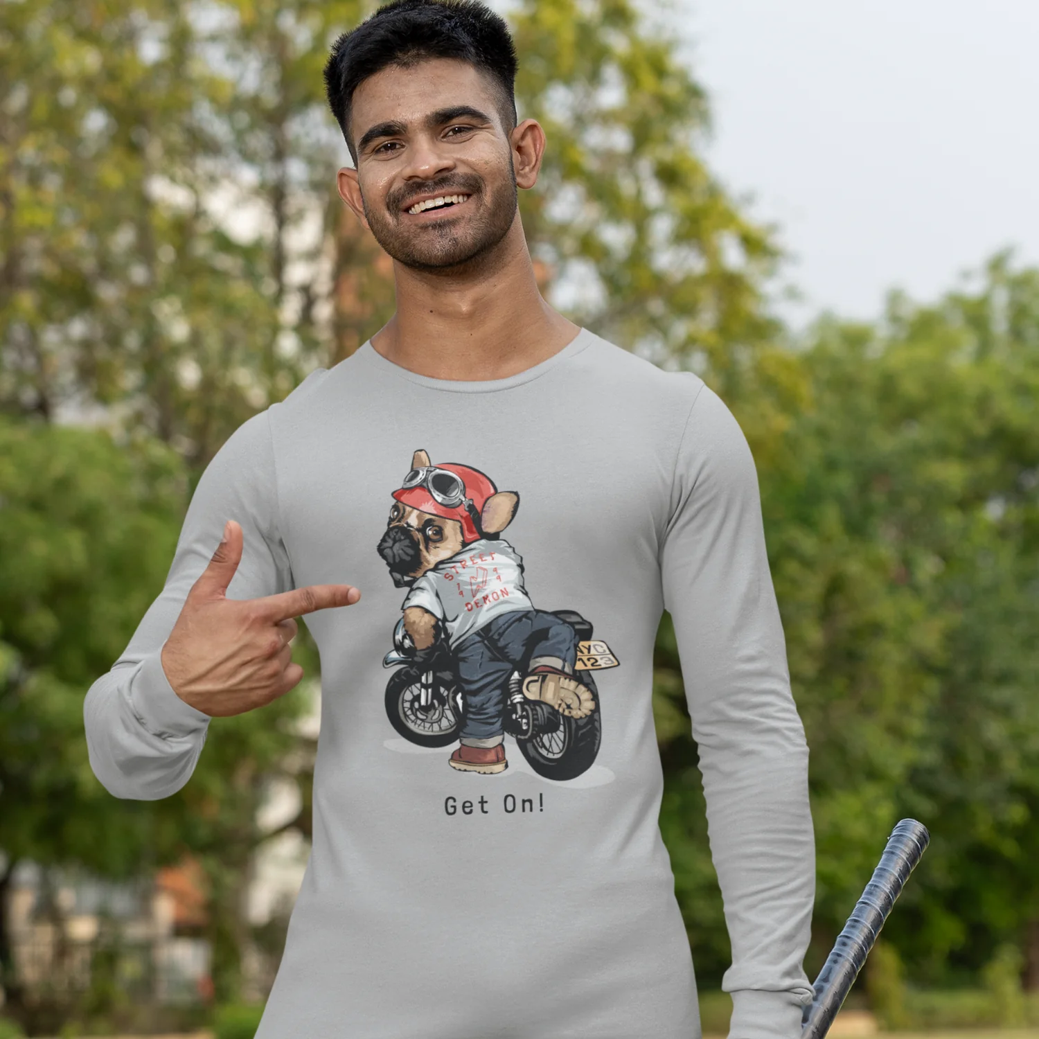 Men Ultra Cotton Long Sleeve classic fit round neck Tee for bikers - Image 3