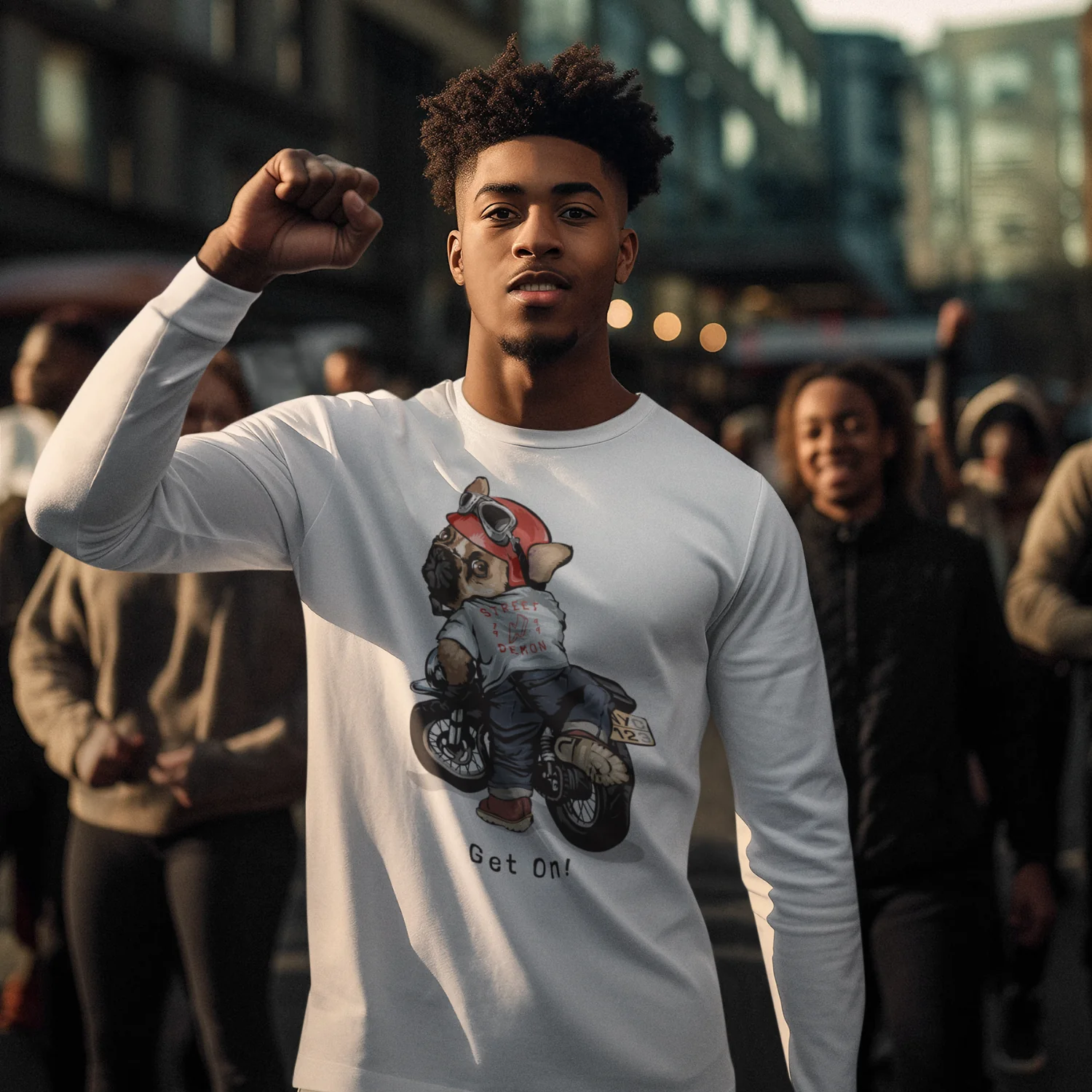 Men Ultra Cotton Long Sleeve classic fit round neck Tee for bikers - Image 2