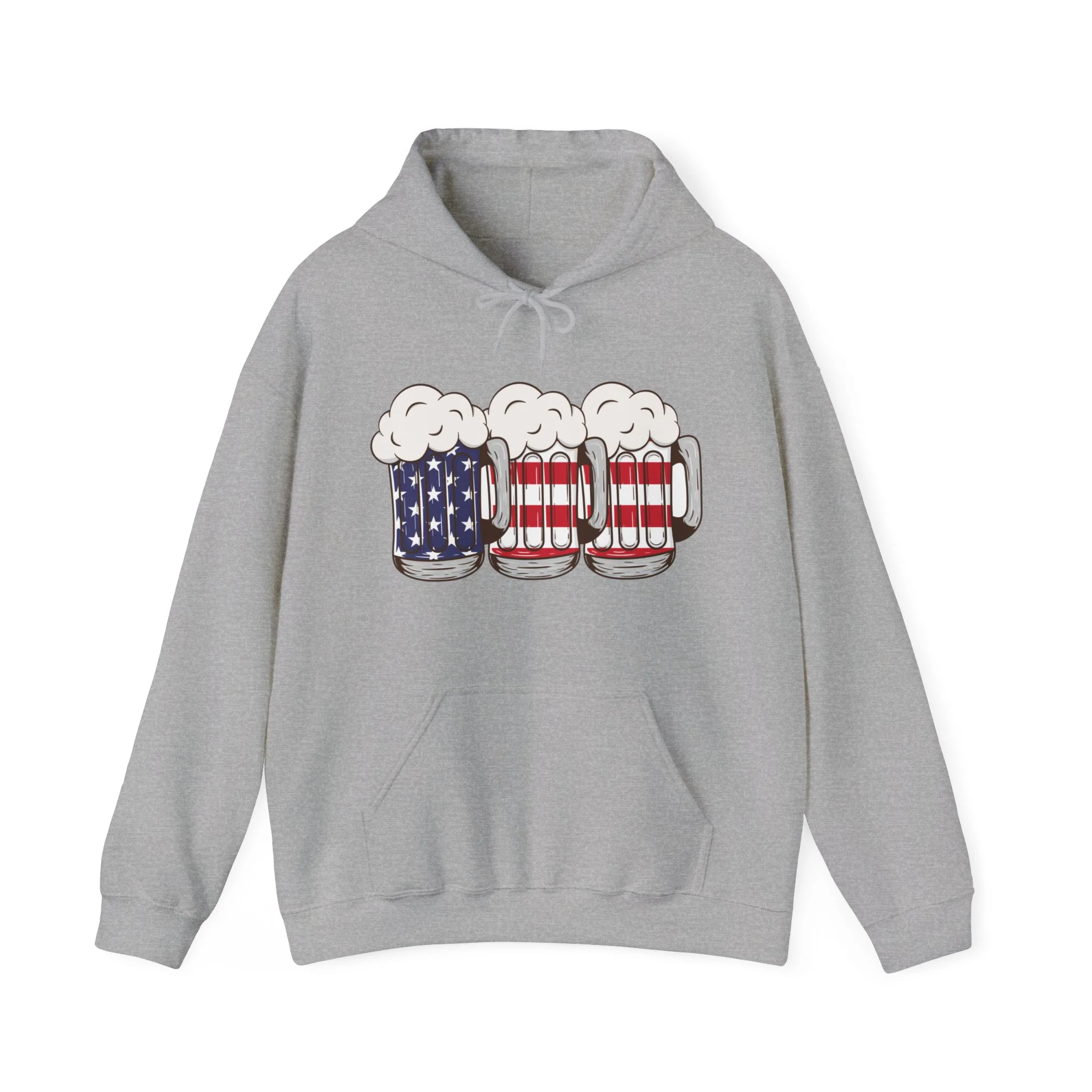 USA Beer Glass Print Design Men Hooded Sweatshirt. - Image 8