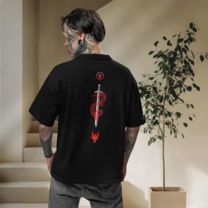 Men warriors inspirational graphic back printed oversized T-shirt