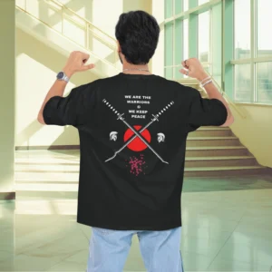 Men warriors inspirational graphic back printed oversized T-shirt