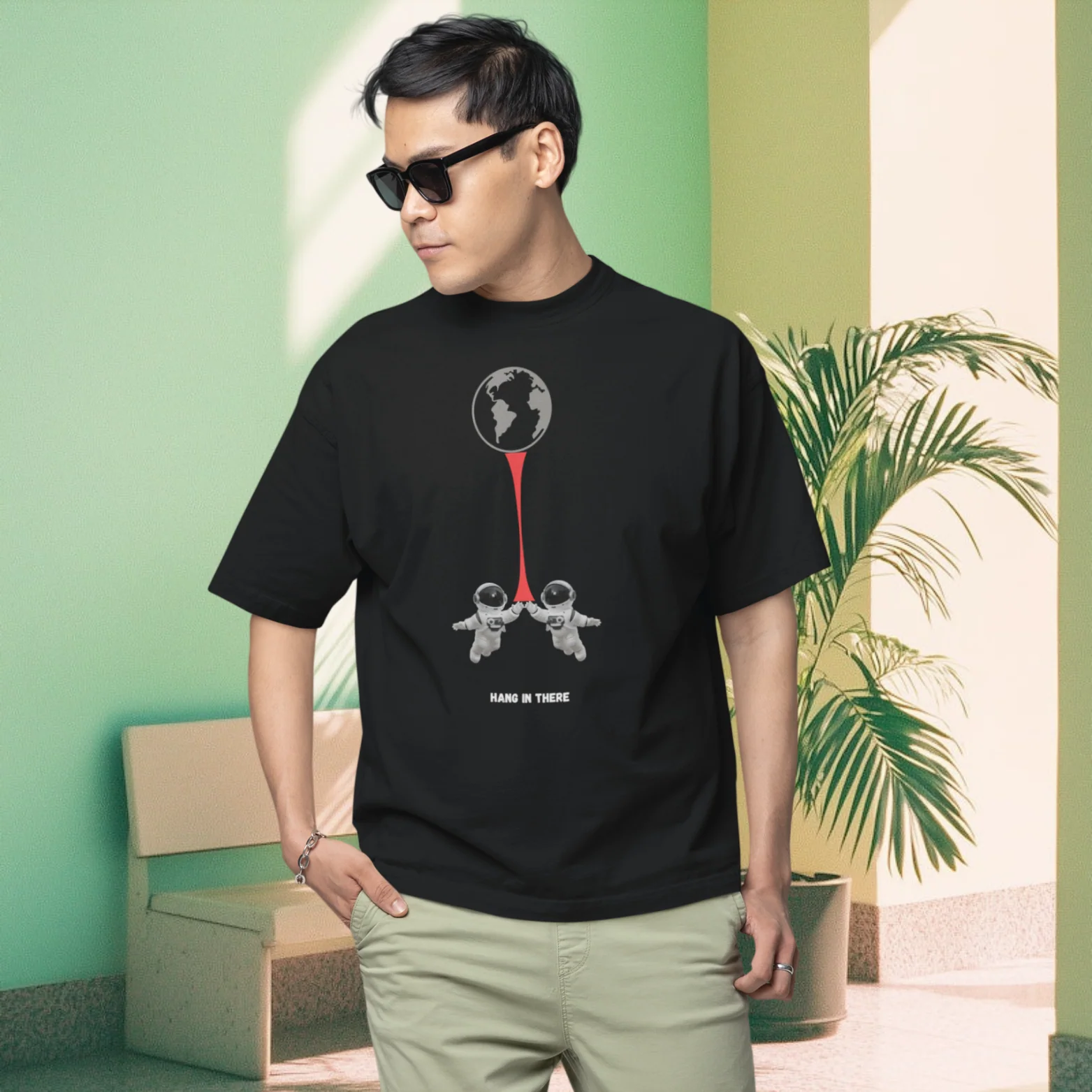 Men inspirational graphic printed oversized T-shirt - Image 2