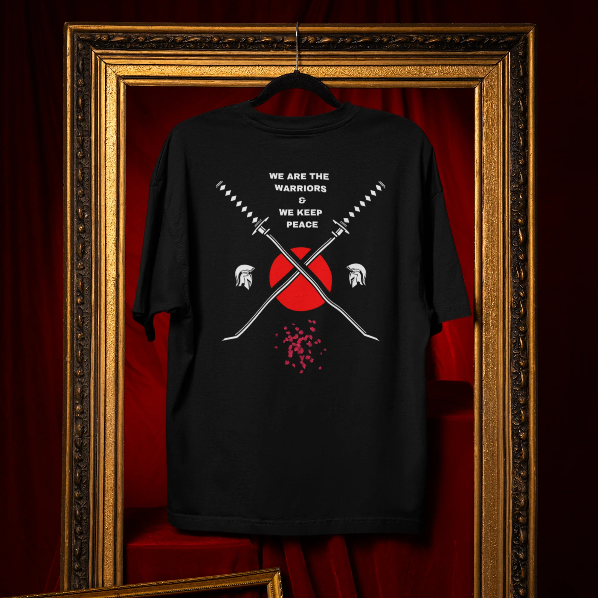 Men warriors inspirational graphic back printed oversized T-shirt - Image 4