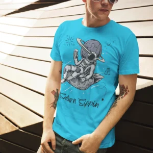 Saturn Sippin Graphic printed Slim fit round neck short sleeve T shirt for Men