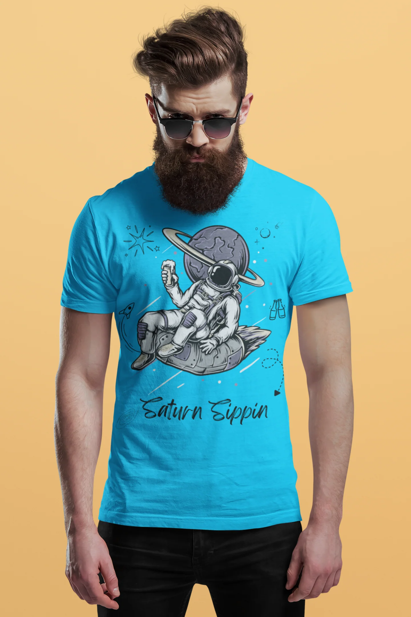 Saturn Sippin Graphic printed Slim fit round neck short sleeve T shirt for Men - Image 2