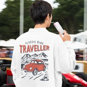 Back printed round neck oversized Sweatshirt for Men