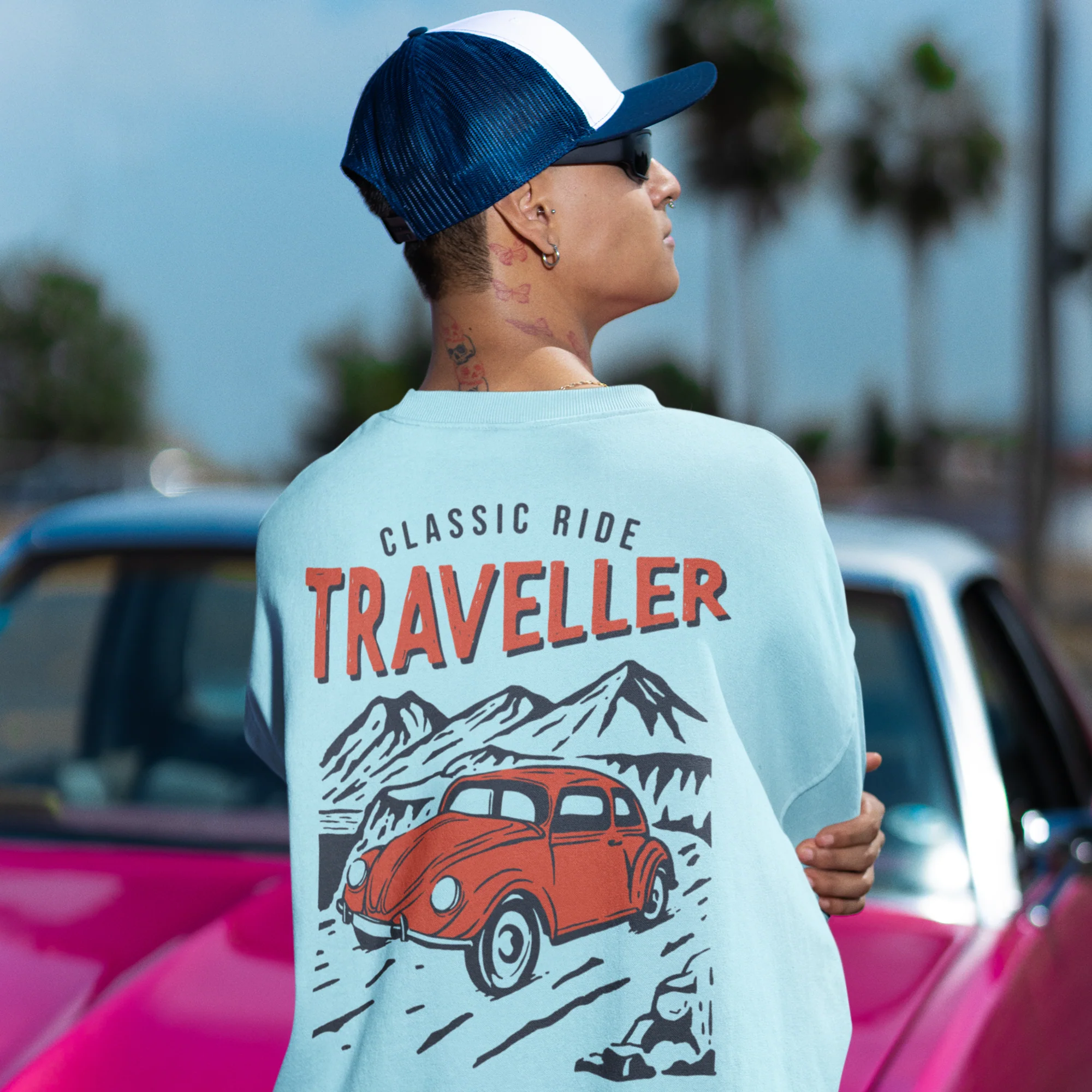 Back printed round neck oversized Sweatshirt for Men - Image 3