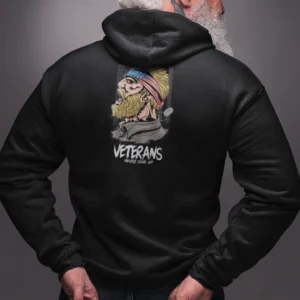 Full Zip classic fit men back print Hoodie for veterans