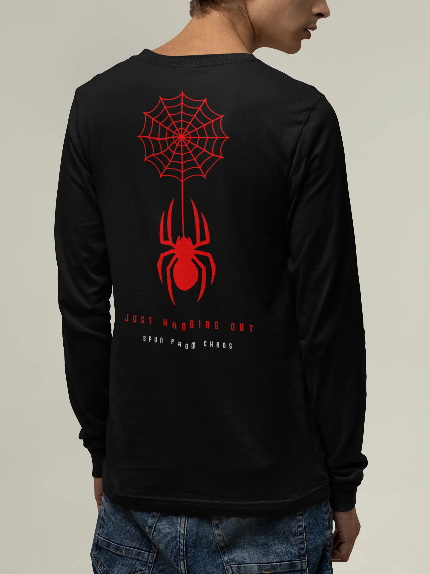 Spider Back Printed Full Sleeve Round Neck Tshirt for Men - Image 2