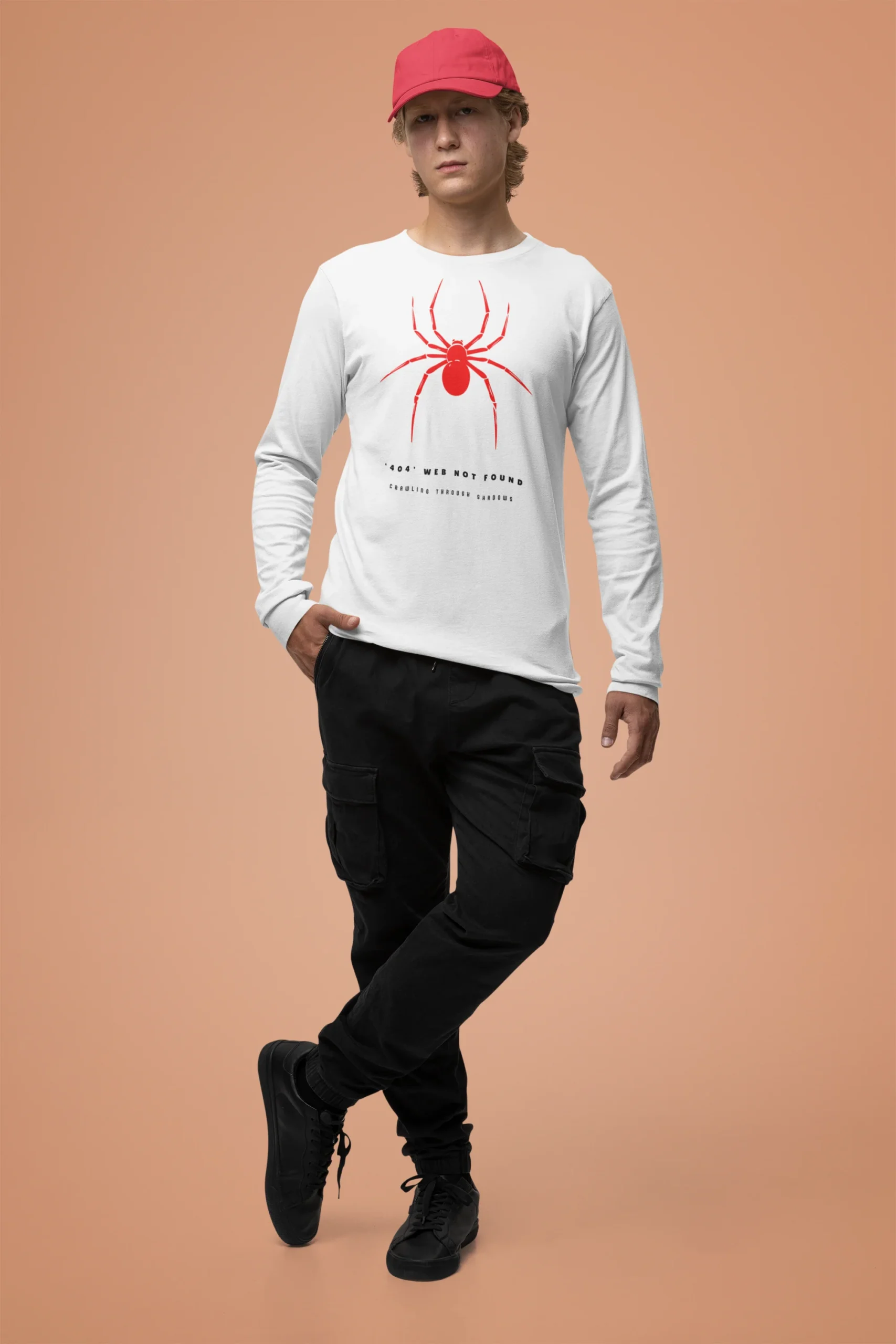Web Not Found-Round Neck Long Sleeve Tshirt for Men - Image 2