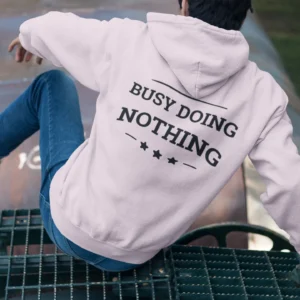 Back print text classic fit Hooded Sweatshirt for men