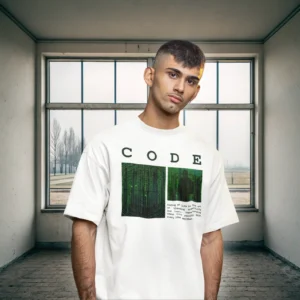 Men graphic text printed oversized white T-shirt