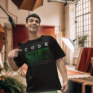 Men graphic text printed oversized black T-shirt