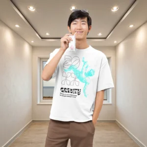 Men graphic text printed oversized white T-shirt