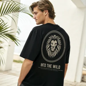 Men motivational graphic text printed oversized black T-shirt
