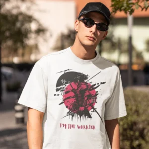 Men graphic text printed oversized white T-shirt