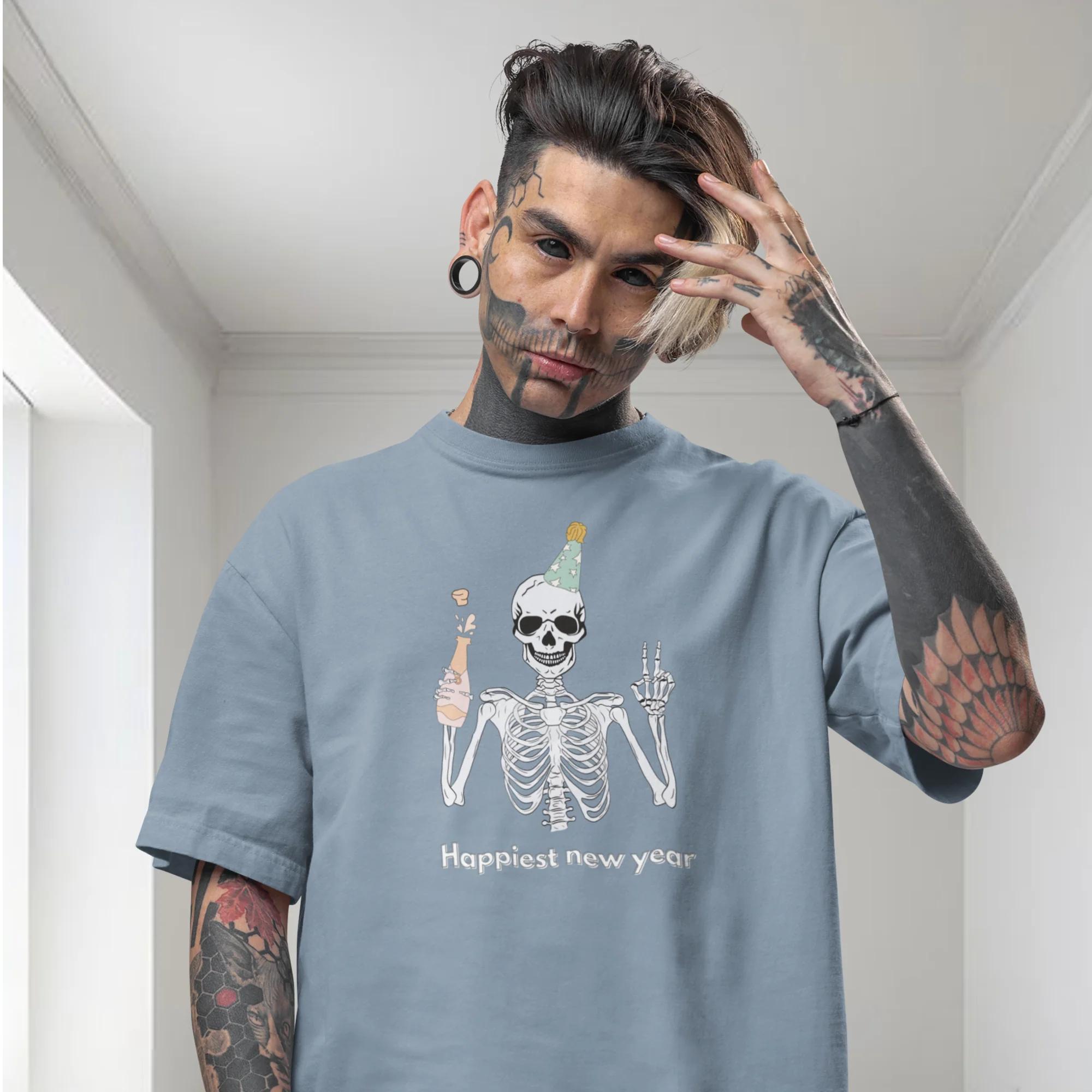 Men new year season special half sleeve comfort fit round neck T-Shirt. - Image 4