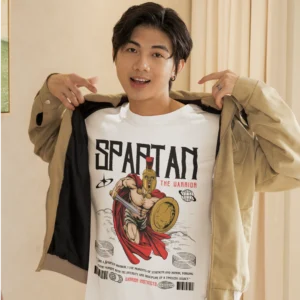 Men graphic text printed oversized white T-shirt