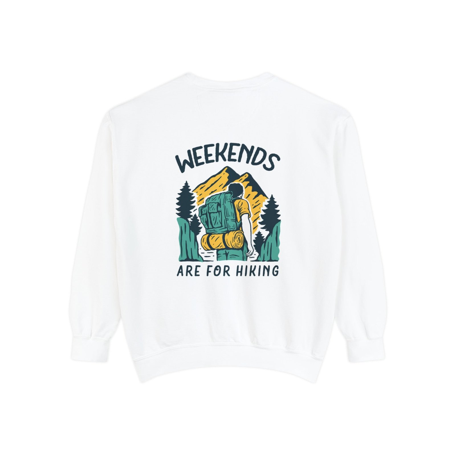 Weekends hiking back printed round neck oversized Sweatshirt for Men - Image 5