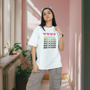 Women round neck oversized text printed T-shirt