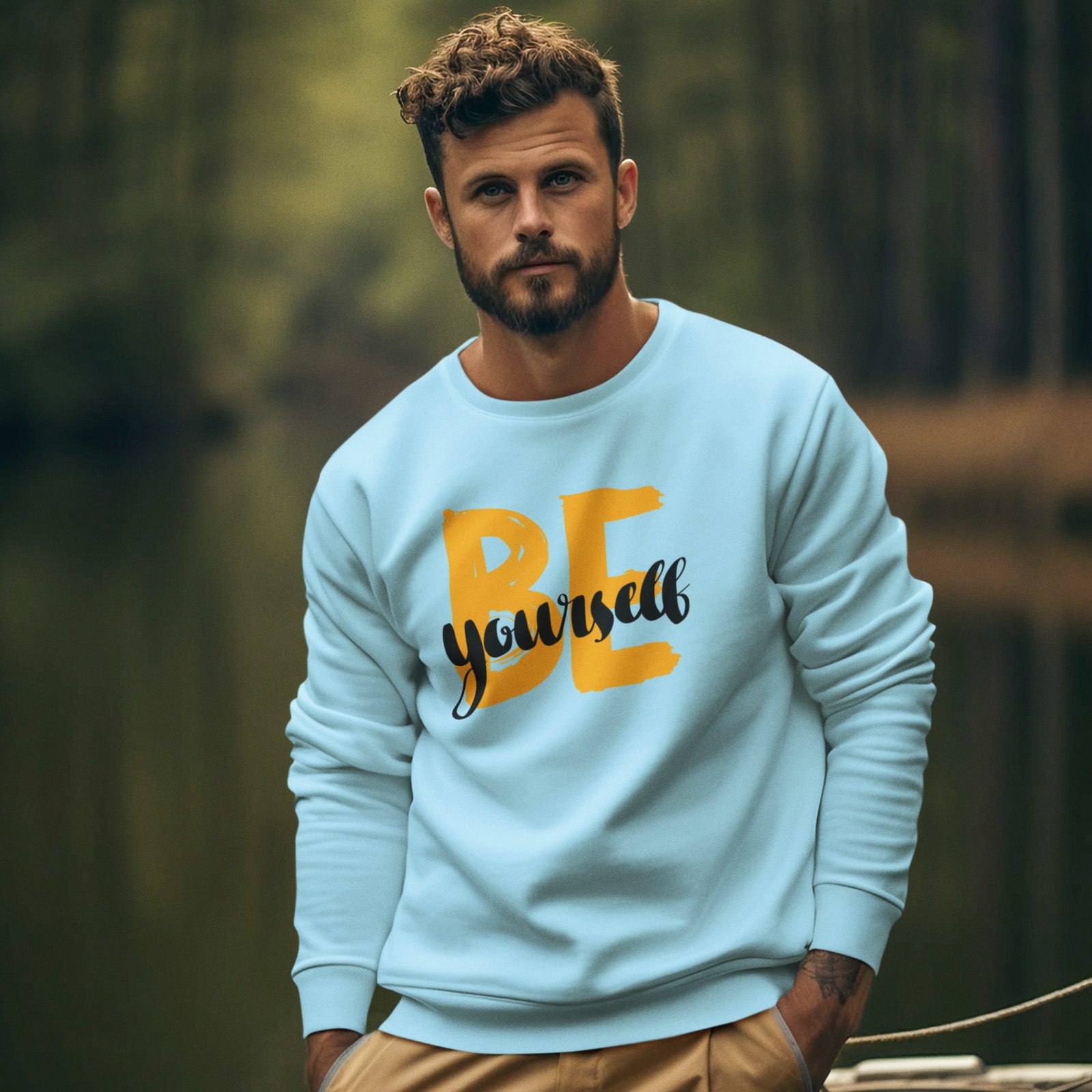 Motivational text round neck oversized Sweatshirt for men - Image 3