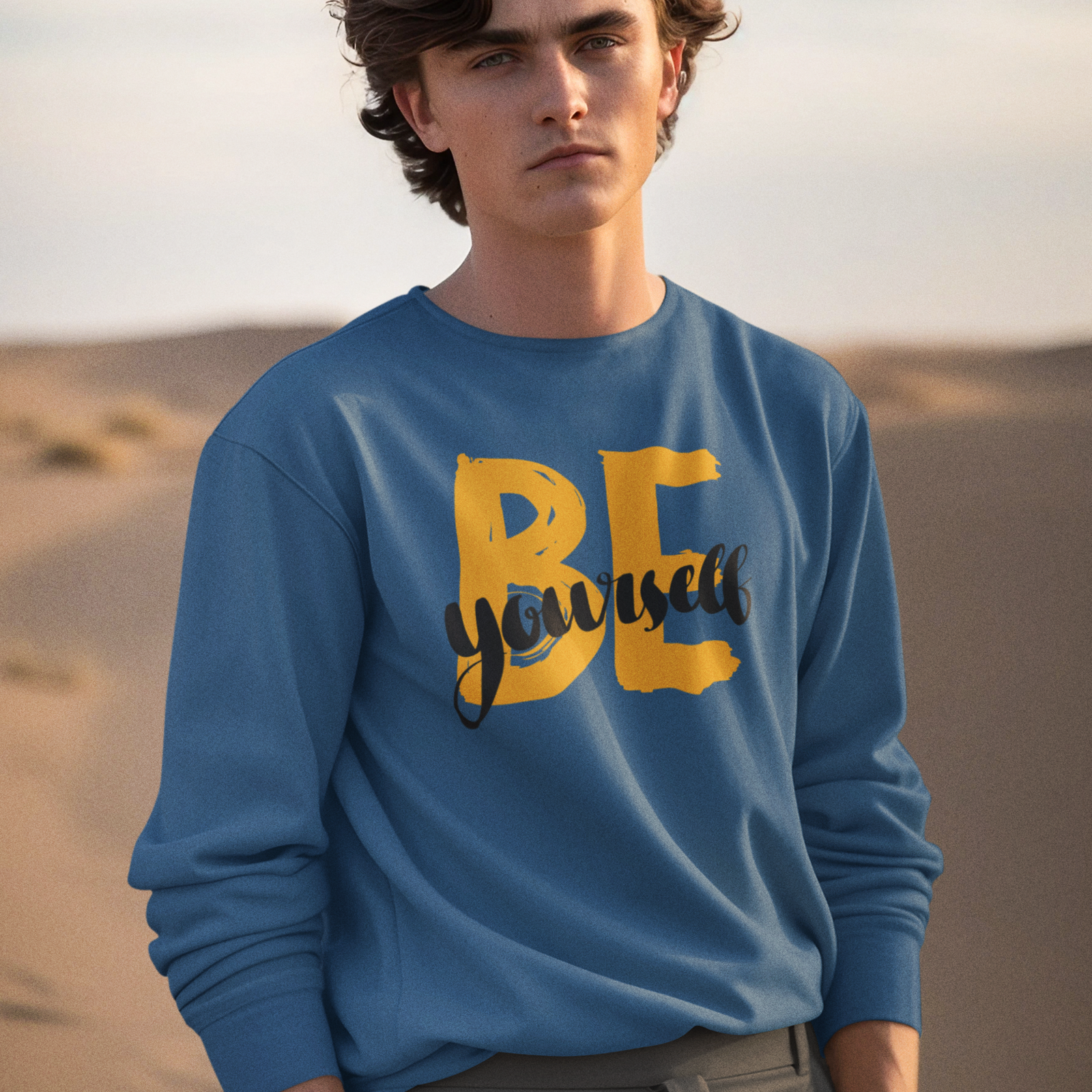 Motivational text round neck oversized Sweatshirt for men - Image 2