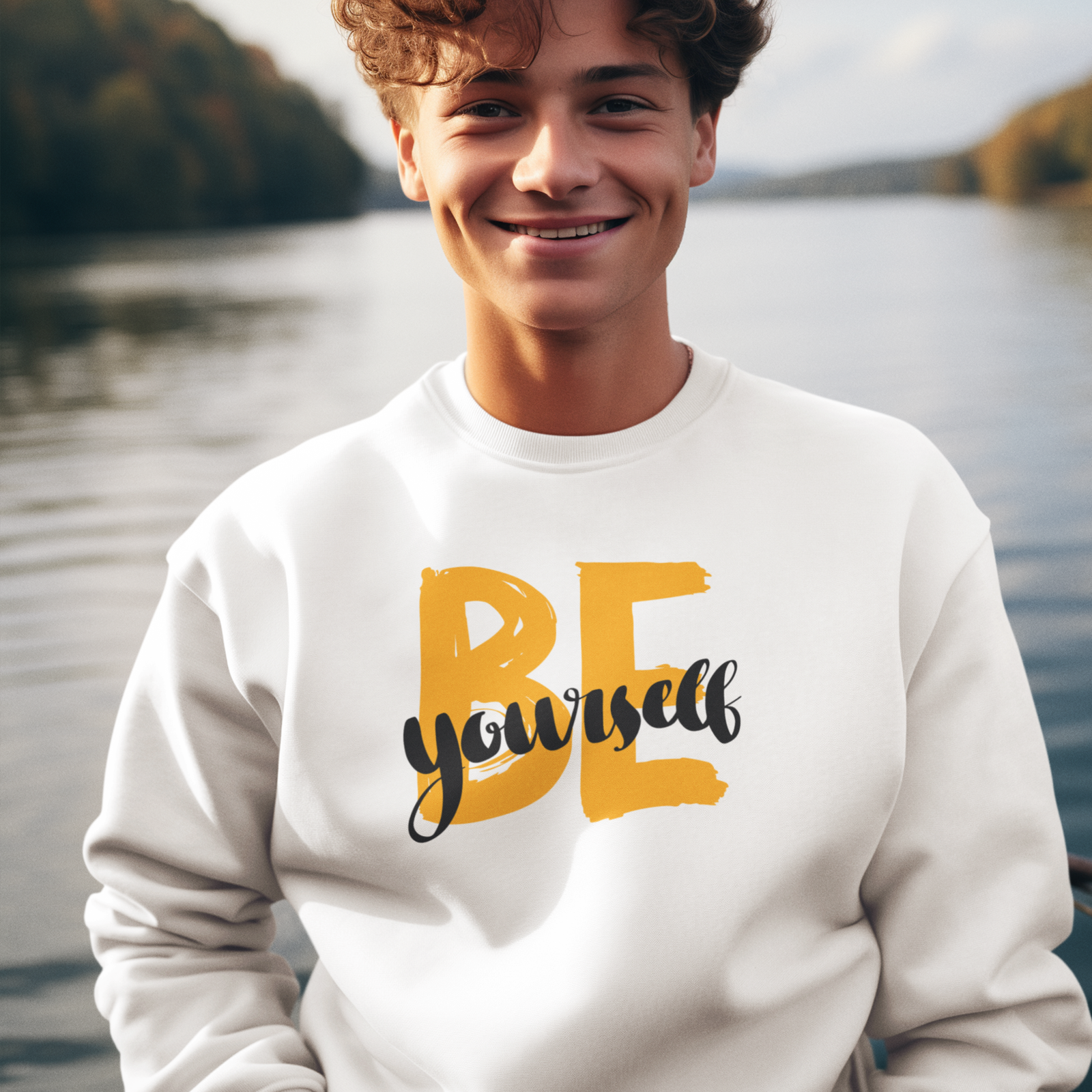 Motivational text round neck oversized Sweatshirt for men