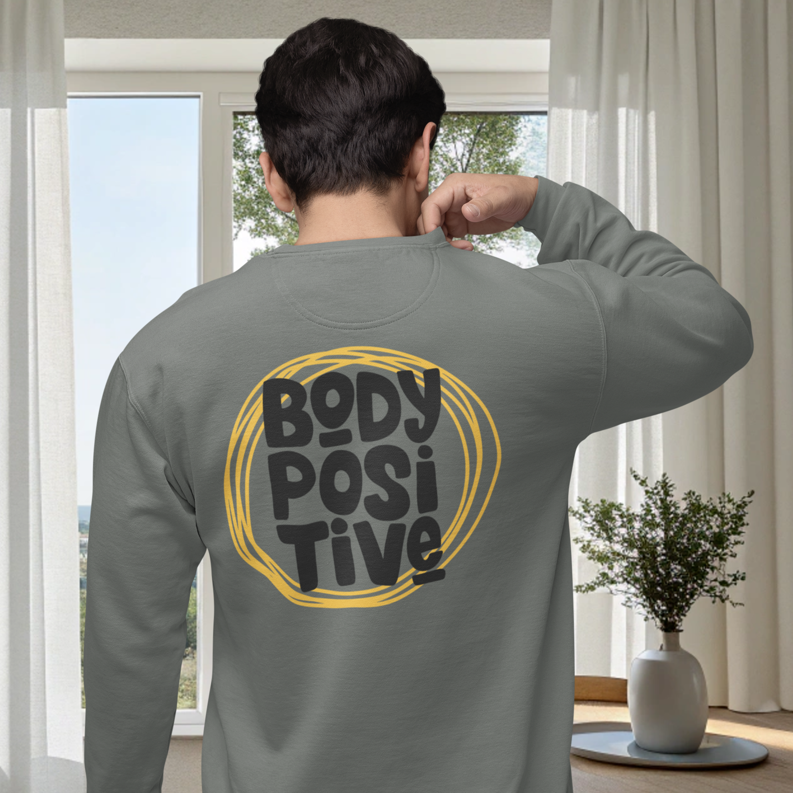 Motivation text back printed round neck oversized Sweatshirt for Men - Image 3