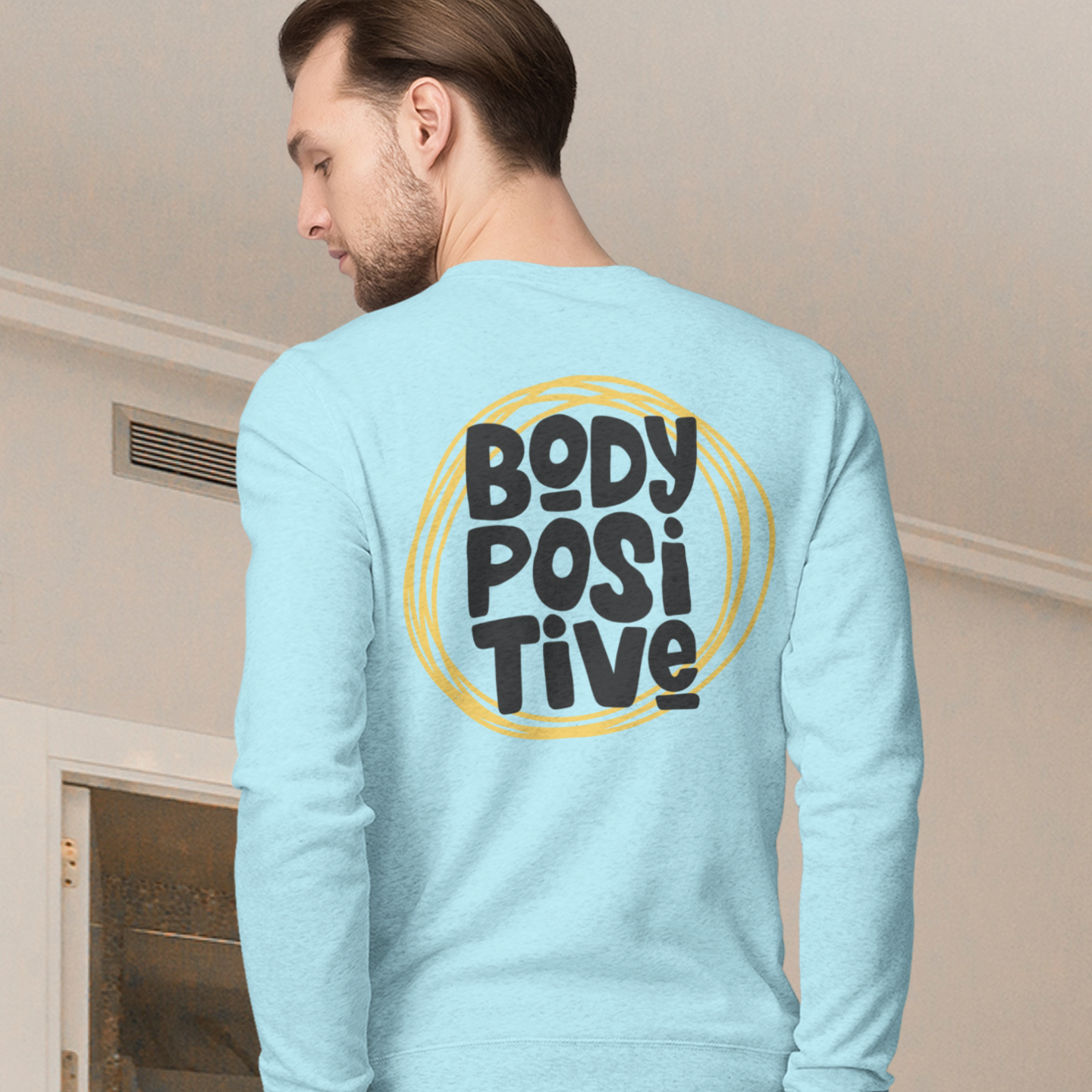 Motivation text back printed round neck oversized Sweatshirt for Men - Image 4