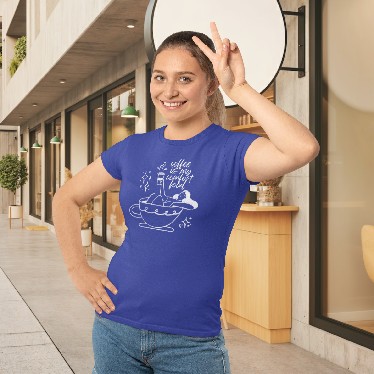 Women coffee lover graphic printed round neck T-Shirt - Image 5