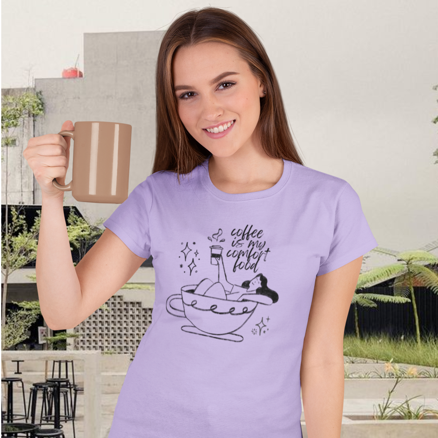 Women coffee lover graphic printed round neck T-Shirt - Image 6