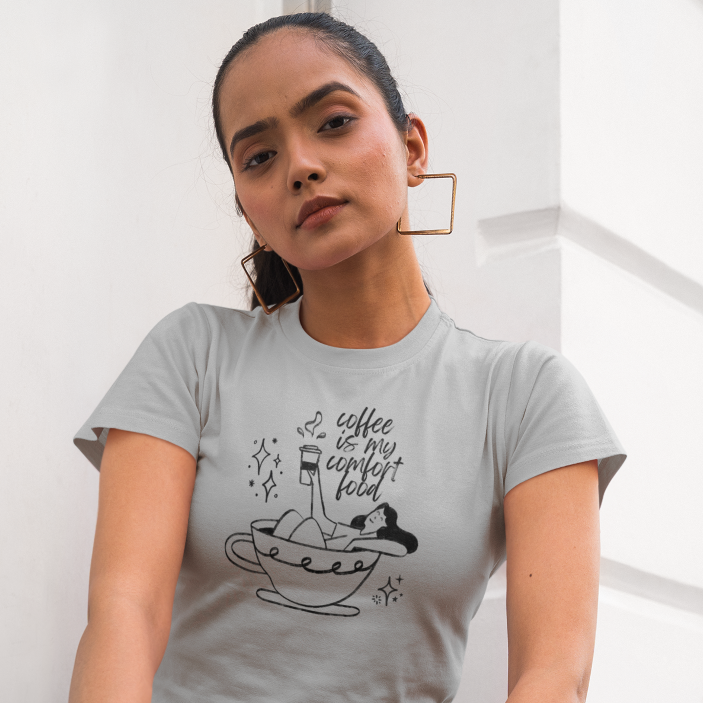 Women coffee lover graphic printed round neck T-Shirt - Image 8